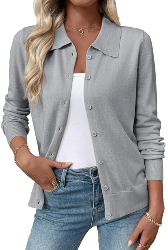 EVALESS Womens Lightweight Cardigan Sweaters Fall Teacher Outfits Grey S
