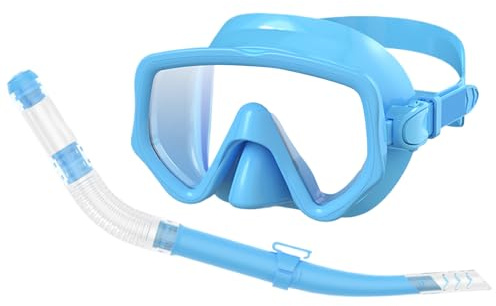 Esnórquel seco para adultos | Equipo de snorkel para adultos - Panorámica Visión integral Silicona Máscara Facial Set para Deportes Acuáticos Natación Vacaciones en la Playa Bajo el Agua