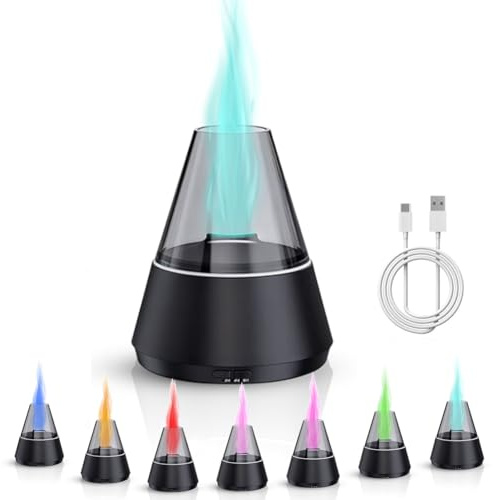RANJIMA Difusor de aroma, difusor de aceites esenciales con luz de 7 colores, 120 ml, humidificador, aceite aromático, sin agua, apagado automático para casa, oficina, yoga, dormitorio (negro)