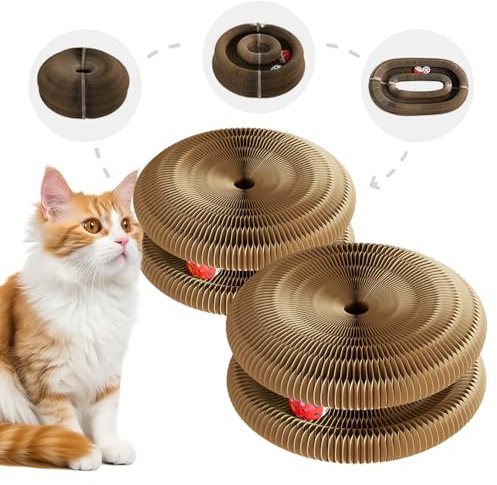 2 Pack Kitty Cat Toy, Cat Scratchers for Indoor Cats, Magic Organ Foldable Cardboard Cat Scratcher, Cat Toy Interactive Relieve Boredom and Exercise Brown