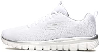 Skechers Femme Graceful Get Conne Shoes, Argent Blanc, 36 EU
