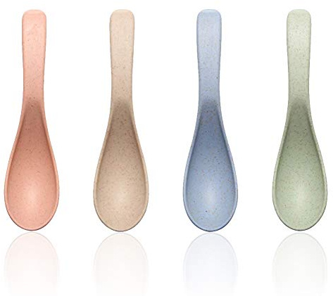 Jomihoney Soup Spoons, Microwave Dishwasher Safe Meal Spoon, 4 Pcs 5.9 Inch Europe Style spoon Sets for Kid or Adult