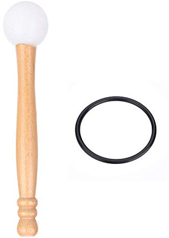 Bnineteenteam Crystal Singing Bowl Mallet, Wood Mallet Stick Rubber O Rings for Playing Crystal Singing Bowl Musical Instrument Accessory