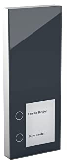 Intercomunicador de Puerta DoorLine Slim Antracita, Timbre, con conexión de abrepuertas eléctrico, teléfono Fijo y móvil como intercomunicadores Interiores, conexión a/b de 2 Cables