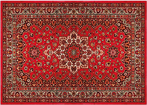 Fußmatte für innen als waschbare Motiv Tür-Matte - 50x70 cm Fußabtreter Vintage Perser rot als rutschfeste Schmutzfangmatte - Moderne Eingangsbereich Sauberlaufmatte für Flur Haustür