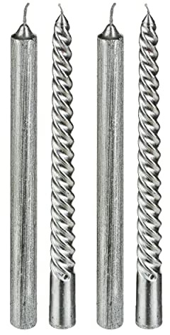 Hogar y Mas Vela CANDELABRO CÓNICAS NAVIDEÑA 25CM Set 4 Plata