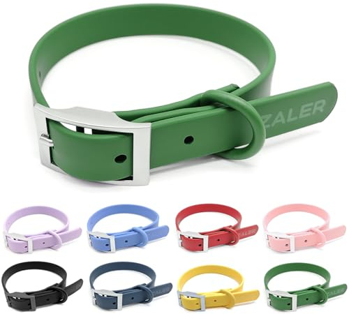 ZALER Waterproof Dog Collar, Adjustable Odor Proof Dog Collars Easy to Clean, Soft Comfortable Pet Collars for Large, Medium Small Dogs (Spruce Green, L(Length:15.7''-19.7''; Width:1''))