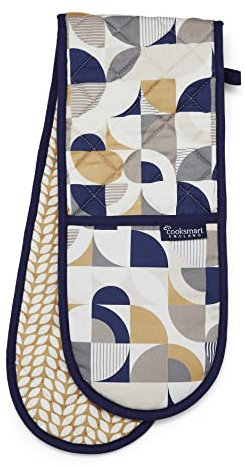 Cooksmart Guanti da forno doppi resistenti al calore, progettati in Gran Bretagna, guanti da forno moderni e presine per cucinare in casa, massima protezione dal calore, guanti da forno da cucina,