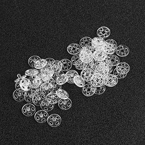 KAIAIWLUO Plastic Invisible Snap Buttons, 50 Pair Clear Sew-on Fasteners for Clothing, Purse, Handbag DIY Craft