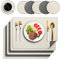 Platzsets Abwaschbar 6er Set, Tischsets Lederoptik Platzdeckchen Abwischbar Doppelseitiges Platzset mit Untersetzer für Küche, Haus, Restaurant, 43x30cm (Beige)