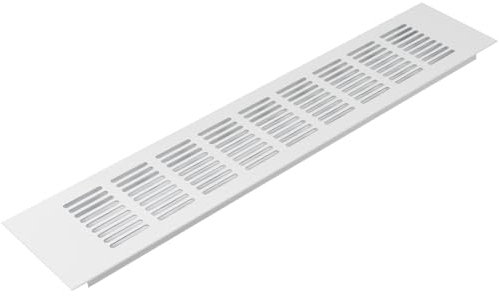 Vent Systems 400 x 80 mm / 16 x 3 Inch Air Supply Ventilation Grille - White Aluminium Rectangle Intake/Exhaust Grate - HVAC Register Cover for Floor, Wall, Door Duct