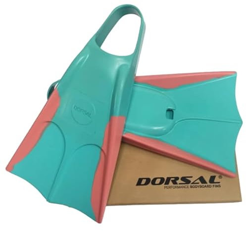 DORSAL Bodyboard Bodysurfing Floating Swimfins (Flippers) Pink/Green Large - Mens US Size 10 - 11