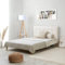 Homestyle4u 2593, Polsterbett Bett Bouclé Beige Ceme 140x200 mit Lattenrost Doppelbett mit Rückenlehne