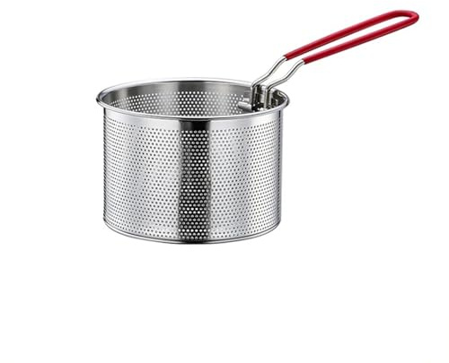 Pommes Kopp friteringskorg, rostfritt stål pastakorg kökssil med handtag pommes korgar, fritdjurskorgar, slev tråd, skimmer kök och hushållssil (14 cm)