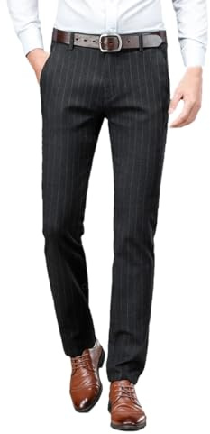 Kelsiop Pantalon De Costume À Rayures pour Hommes, Vêtement d'affaires, Extensible, Gris 9, Bleu, Noir, Pantalon De Travail Formel