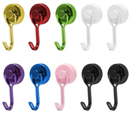 Rebanky 10 Pièces Crochets Magnétiques Puissant 15kg Crochets Magnétiques Pivotants Néodyme Rotatifs Magnet Hook pour Cuisine Salle de Bain Casier à Clés Crochet Aimanté Magnétique