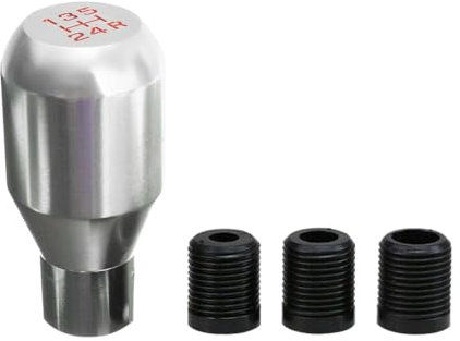 JNNJ Pomello Del Cambio per Auto, Manopola Del Cambio Manuale a 5 Marce Leva Del Cambio, Pomello Cambiamento Con 3 Adattatori, Manuale Universale Pomello Cambiamento Alluminio Shifter Auto(Argento)