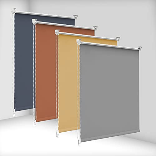 bobodeco Verdunklungsrollo ohne Bohren & mit Bohren, Verdunkelungsrollo Klemmfix, Grau 45x170cm (BxH), Thermorollo Sichtschutz und Sonnenchutz, Rollos Hitzeschutz für Fenster & Tür