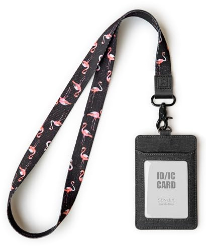 SENLLY Colgante Tarjetas Identificativas Porta Credencial con Correa de Cordón para el Cuello, Portatarjeta Insignia Personales para ID, Llaves, oficina