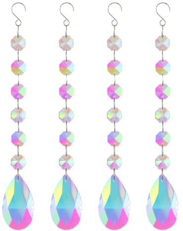 SIRLOMU Lot de 4 pièces Attrape Soleil en Cristal, Suncatcher Pendentif en Cristal Suspendu, Attrape-Soleil Cristal Suspendu pour Maison, Fenêtre, Jardin, Décoration Noël et Jour Mariage