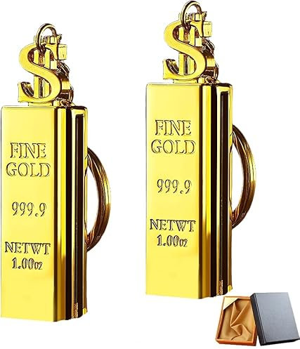 SGZIOO 2PCS Permanente Accendino Portachiavi, a Forma di Lingotto d'Oro, Accendino Fiammifero Infinito, Accendino Personalizzato, Portachiavi Accendino per Emergenze all'Aperto Regali per Gli Uomini