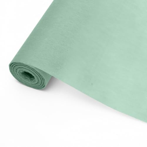 Ranjima Fleece bordslöpare grön, 30 cm x 25 m bordsband eukalyptus grön, bordslöpare eukalyptus salviagrön dekorativ bordstejp, bordsdekoration för födelsedagar och bröllop, dop, konfirmationer