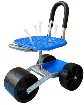 Garden Task Seat – Swivel-Seat, Mobile Planting | Adjustable Height Scooter Chair, Tool Tray Rolling Stool, 360° Rotating Lawn Work Cart, Garage Camp Outdoor for Sitting Weeding