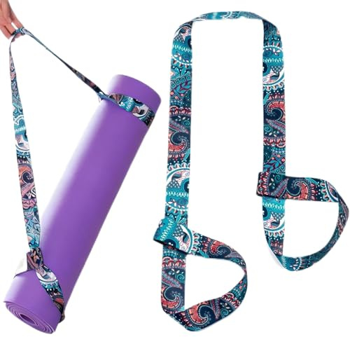 Avavani Green Mandala Yoga Mat Strap, 170cm Adjustable Carrying Sling