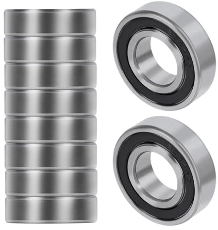 Bayidun 10 stycken 6004-2RS Kullager Spårkullager 20 x 42 x 12 mm, Dubbel skyddade spårkullagerset, Stålkulor med dubbel tätning för Vridbänkar 3D-skrivare | Stålkullager lämpligt för 3D-skrivare, roterande enheter och gör-det-själv-enheter