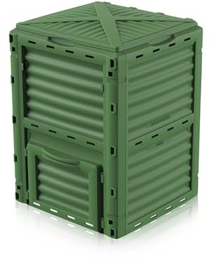 Poubelle à compost de grande capacité 300 L écologique multicolore avec accès facile à la porte inférieure et couvercle supérieur, assemblage sans outil pour le recyclage des déchets de jardin