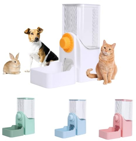 Animaux Distributeurs automatiques de Nourriture,1600ml Distributeur Automatique de Nourriture pour Lapin,Gamelles pour Nourriture et Eau,pour Petit Animal Domestique,Lapins,furets,Chats (Blanc)