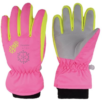 TRIWONDER Kinderhandschuhe, Winddicht und wasserdicht, Fleecefutter, Warme Winterhandschuhe für Skifahren, Snowboard, Outdoor-Sport, Jungen und Mädchen (Rose rot, XS (3-5 Jahre))