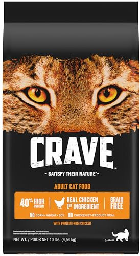 CRAVE Grain Free High Protein Natural Adult Dry Cat Food, Chicken, 10 lb