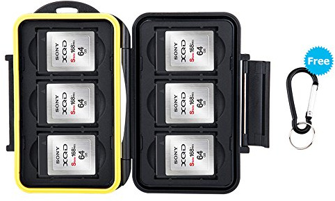 JJC memory card custodia impermeabilità porta schede di memoria per 6 XQD con moschettone