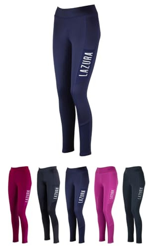 Lazura - Reitleggings für Damen Emilia | Vollbesatz aus Silikon | Vollbesatzreithose mit 2 seitlichen Handytaschen | Reithose in Nachtblau | Reitbekleidung in Größe 36