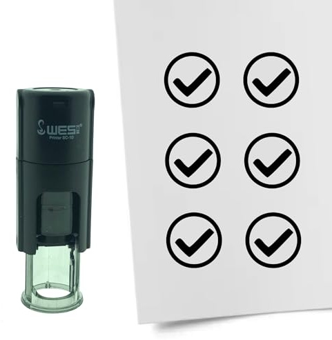 Tampon encreur CombiCraft Case à cocher – 10 mm rond – Encre noire – Cassette d’encrage remplaçable – Utile pour cartes de collection, bullet journals ou autres projets créatifs