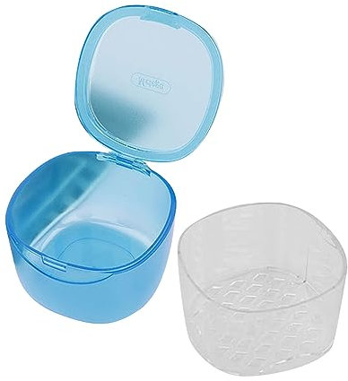 Zahnspangendose Zahnspangenreiniger Gebissdose Prothesenreiniger Gebissreiniger, Box, Zahnprothesen BehäLter, Prothesendose, Zahnprothesen Reiniger, Zahnschienen Reiniger (Blue, One Size)