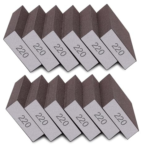 Tanbupu 12Pcs Sanding Sponge 220 Grit Fine Sanding Blocks for Drywall Metal Wood Washable and Reusable