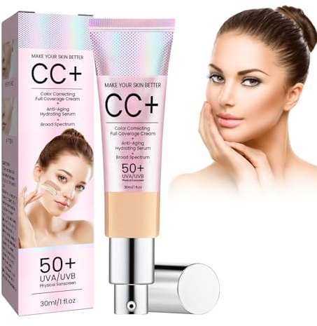 Tkekruh CC Cream 30ml, Fondotinta CC Cream, Color Correcting Crema SPF 50+, Nasconde Naturalmente Le Imperfezioni, Crema viso idratante, impermeabile e durevole Sunscreen, Moisture Cushion, Medium