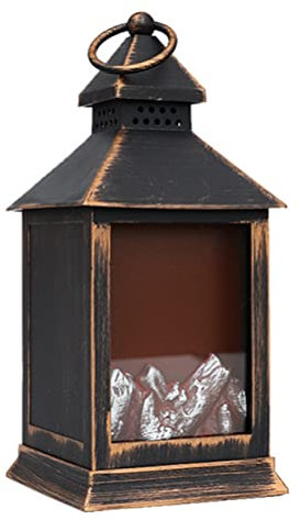 Topyond Linterna de chimenea, con efecto de fuego LED, lámpara de chimenea de Navidad, pequeña lámpara de mesa eléctrica para uso en interiores y exteriores (01)