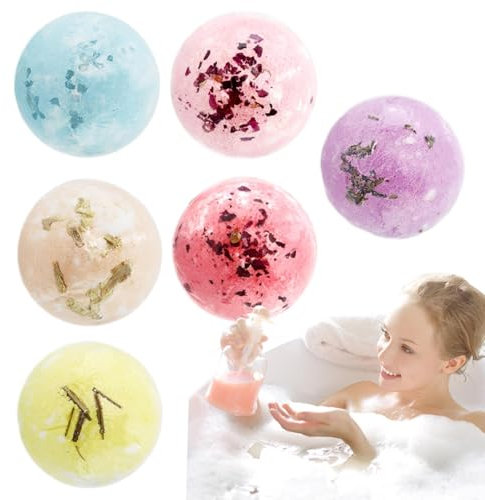Lot de 6 balles de bain à bulles pour homme et femme - Kit de boules de bain naturelles