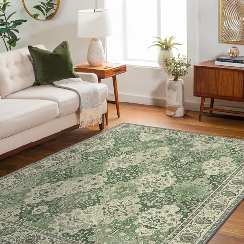 BEIMO Tappeto Salotto Vintage, Tappeto Antiscivolo Lavabile, Moderno Tappeti Camera Da Letto, Tappeti Persiano per Cucina, Soggiorno, Ufficio, Ciano, 120x170cm