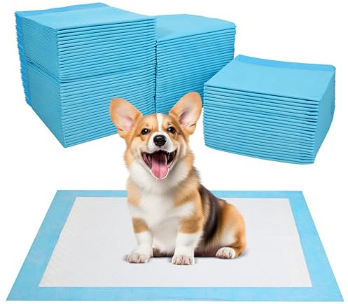 JANUIXCO 100 Pezzi Tappetini Igienici per Cani 33x45 - Design a 5 Strati a Prova di Perdite - Tappetini Monouso per cane, Superficie ad Asciugatura Rapida