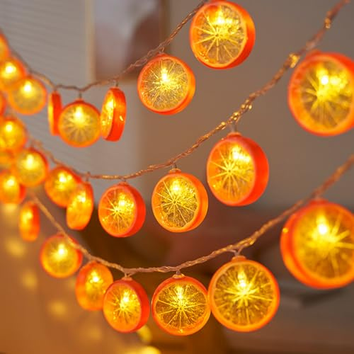 ENLACE Ljusslinga orange, 1,5 m 10 LED apelsinskivor ljuskedja | Ljuskedjor med citroner, dekorativt ljus för terrass, vardagsrum, sovrum, fest, bröllop, karneval, inomhus och utomhus