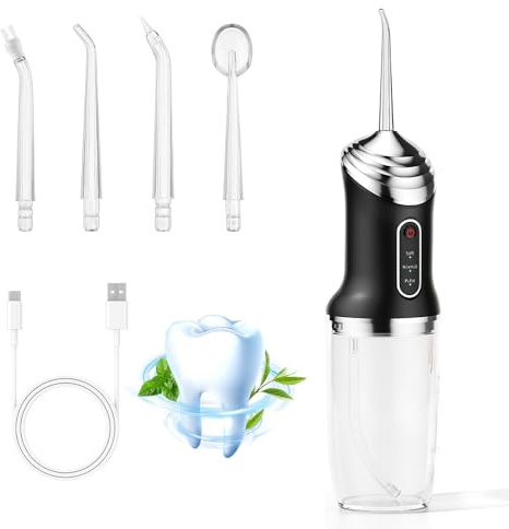 Portatile Electric Oral Irrigator - ricaricabile e impermeabile IPX7 irrigatore orale, pulizia profonda per denti e gengive, progettazione senza fili per viaggi e uso domestico