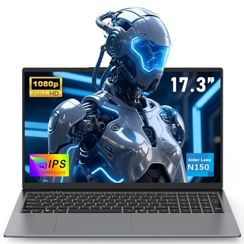 NAIKLULU 17.3 Inch Laptop 2025, RAM 16GB SSD 1TB N150 (1.2 GHz to 3.6 GHz) Processor 13th Gen Twin Lake Pc Computer, 1920x1080P/Webcam/Backlit Full Keyboard/Touchpad, Student/Home/Business/TF Card