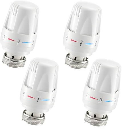 4 Piezas Valvula Termostatica Radiador, Termostato Radiador, Termostato con Posición Cero, Cabezal Termostático para Casa, Válvula Termostática Radiador con Protección contra Heladas