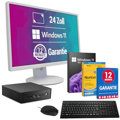 All-in-One Paket - Komplett Mini PC - Intel Core i5 Computer ■16 GB DDR4 RAM ■512 GB SSD Speicher ■Windows 11 Pro ►24 Zoll HD+ Monitor ►USB Maus & Tastatur ►WiFi & Bluetooth