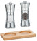 Zassenhaus Set Salzmühle & Pfeffermühle Aachen Acryl/Edelstahl 14 cm & Untersetzer Buche eckig