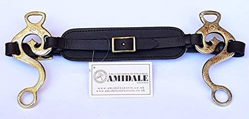AMIDALE HACKAMORE BITLESS HORSE BIT ENGRAVED BRASS PADDED BLACK LEATHER BNWT